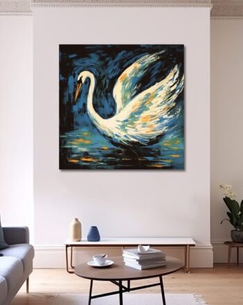 Swan Print Canvas Wall Art Painting