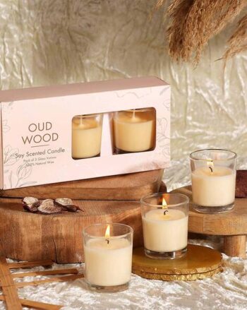 Set of 3 Scented Votive Glass Candles