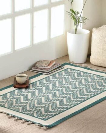 Chevron Pattern Rectangular Shaped Rug with Tassels