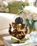 Antique Finish Sitting Polyresin Ganesh Figurine