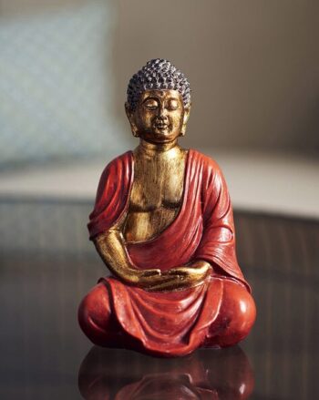 Gold-Plated Sitting Ceramic Buddha Figurine