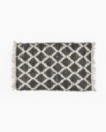 Handwoven Lattice Monochrome Tasseled Rug 3' x 2'