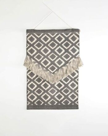 Geometric Print Fringed Patches Cotton Wall Hanging
