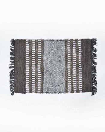 Handwoven Grayscale Tasseled Rug 3.17' x 2'