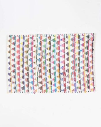 'Handwoven Cotton Triangle Patterned Dhurrie 3.17' x 1.68'