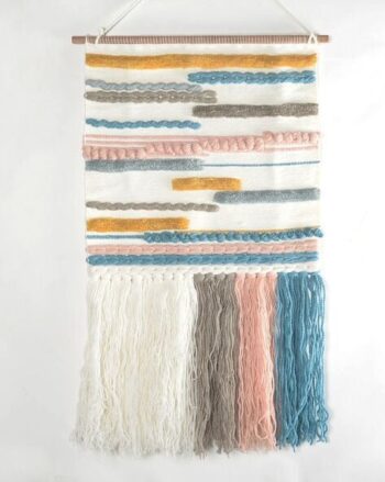 Handwoven & Tufted Broken Lines Fringed Wall Hanging