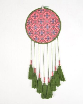 Printed Embroidery Hoop Tasseled Hanging Wall
