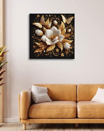Floral Canvas Wall Painting with Frame