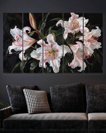 Pack of 5 Floral Wooden Wall Art