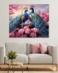 Peacock Print 3-Piece Canvas Wall Painting