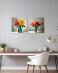 Set of 2 Bouquet Square Wall Art Pantings