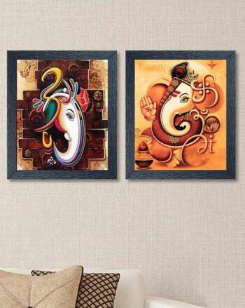 Set of 2 Ganpati Bappa Wall Art Paintings