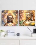Set of 2 Lord Budha Print Wooden Wall Art