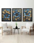 Set of 3 Floral Print Wall Arts