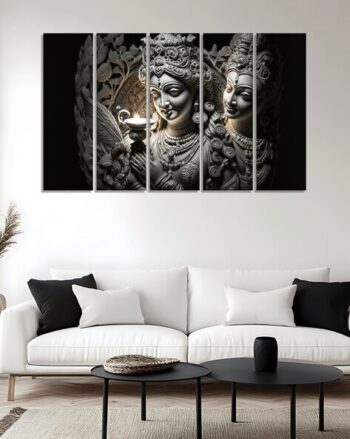 Set of 5 Graphic Print Wall Paintings