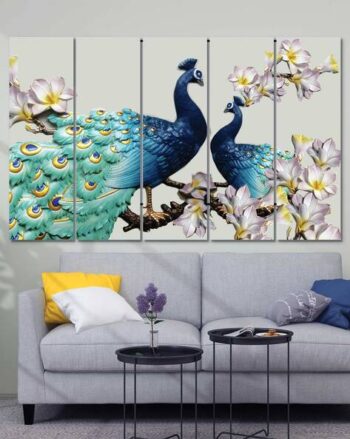 Set of 5 Peacock Print Wall Art