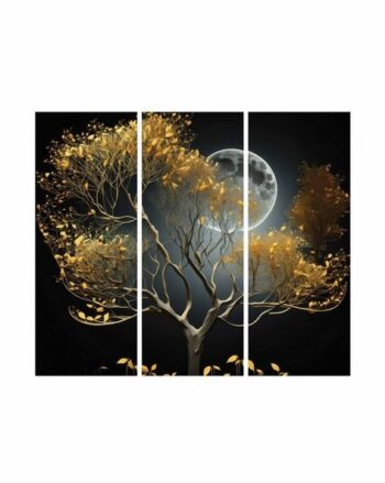 Tree with Big Moon 3-Piece Vinyle Wall Painting