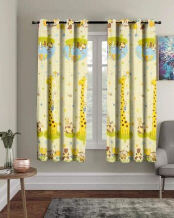 Set of 2 Cartoon Print Eyelet Window Curtains