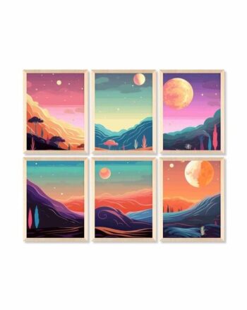 Pack Of 6 Graphics Rectangular Shaped Modern Wall Art Painting