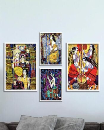 Set of 4 Modern Art Rectangle-Shaped Wall Painting