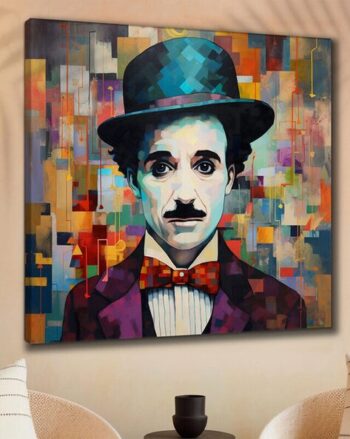 Charlie Chaplin Wooden Framed Canvas Wall Painting