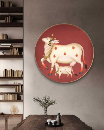 Cow Pichwai Round-Shaped Wall Art
