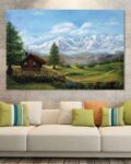 Glacier Village Waterfall Vastu Sparkle Self-Adhesive Wall Art