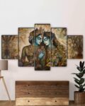 Lord Radha Krishna Print 5-Piece Wall Arts