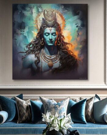 Lord Shiva Wooden Framed Canvas Wall Painting