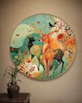 Floral Deer Round Wall Art
