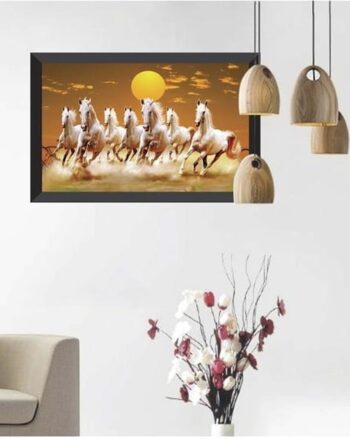Set of 2 Running Horses Wall Paintings with Frame