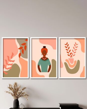 Set of 3 Boho Art Wall Paintings