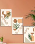 Set of 3 Boho Framed Art Wall Paintings