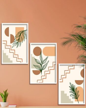 Set of 3 Boho Framed Art Wall Paintings