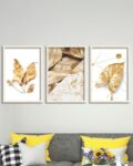 Set of 3 Leaf Canvas Wall Painting