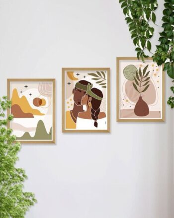 Set of 3 Modern Boho Art Wall Painting