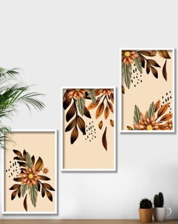 Set of 3 Modern Boho Art Wall Paintings