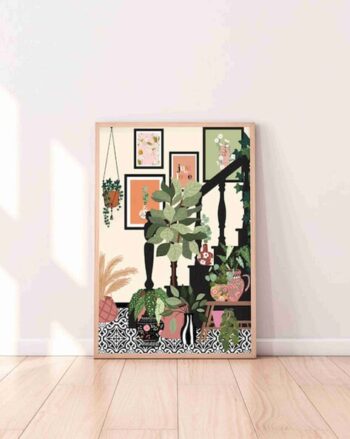 Stairs & Indoor Plants Wall Painting