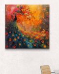 Wooden Framed Peacock Canvas Wall Painting