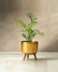 Ceramic Plant Pot with Blue Happy Face Design