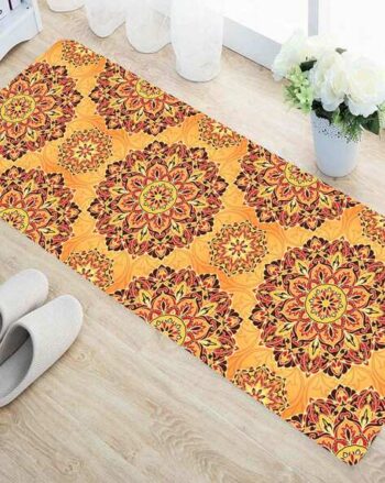 Floral Print Rectangular Carpet