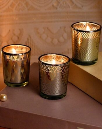 Set of 3 Printed Candle Jars