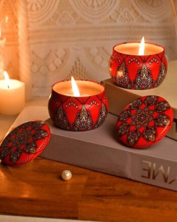 Set of 2 Printed Candle Jars with Lid