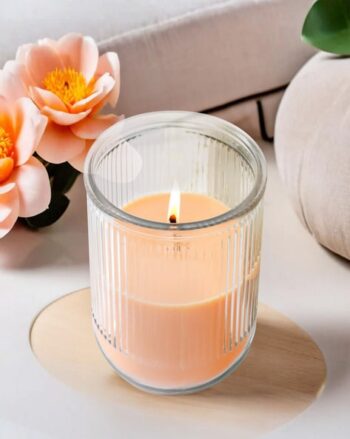 Set of 2 Ribbed Glass Jar Scented Candles