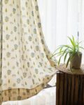 Set of 2 Floral Print Cotton Window Curtains
