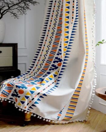Geometric Print Eyelets Window Curtain