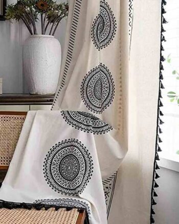 Printed Eyelets Door Curtain with Tassels