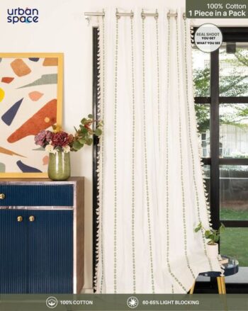 Embroidered Window Curtain with Tassels