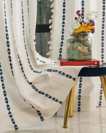 Embroidered Window Curtain with Tassels