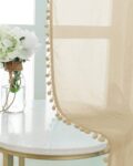 Set of 2 Eyelets Sheer Window Curtains with Pom-Pom